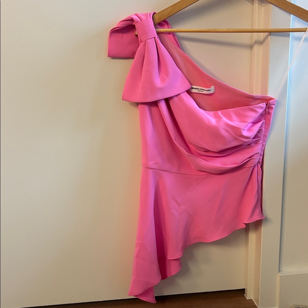Amanda Uprichard One-Shoulder Blouse with bow